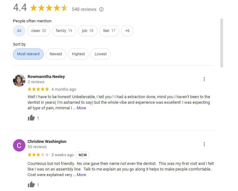 dental reviews